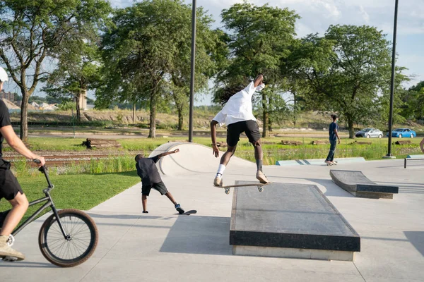 Detroit Michigan Usa 2020 Εξάσκηση Skate Park Κατά Διάρκεια Του — Φωτογραφία Αρχείου
