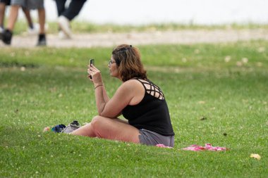 Harrison Township, Michigan / ABD - 1 Ağustos 2020: Corona Virüsü sırasında Michigan Metro Parkı etkinliği