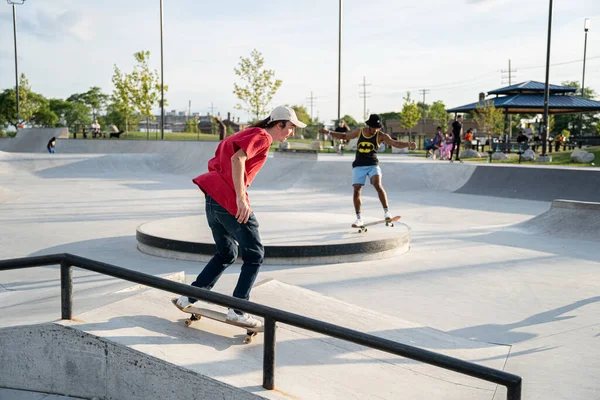 Pratique Des Patineurs Detroit Skate Park Michigan États Unis Août — Photo