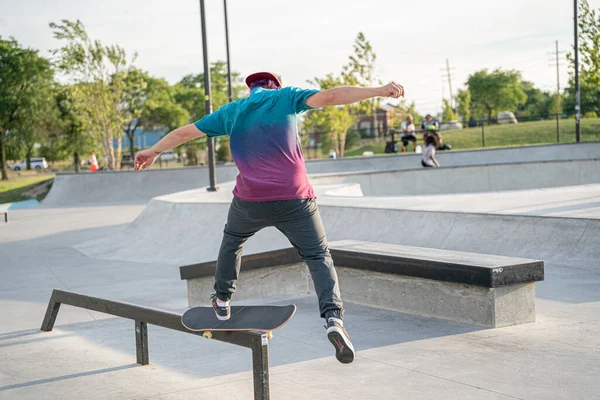 Skater Üben Detroit Skatepark Michigan Usa August 2020 — Stockfoto