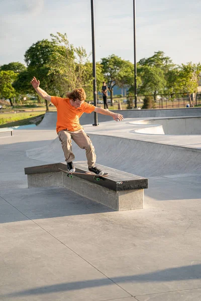 Esercizio Dei Pattinatori Nello Skate Park Detroit Michigan Usa Agosto — Foto Stock