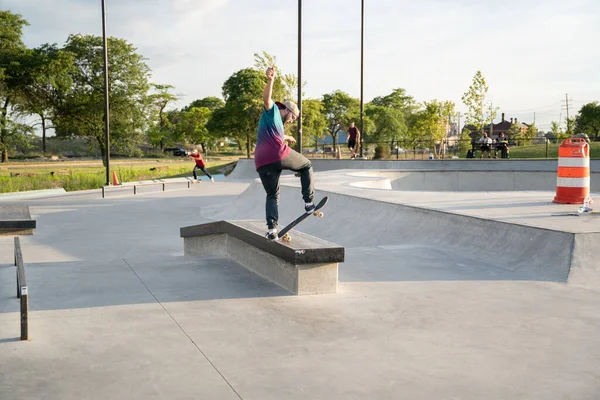 Pratique Des Patineurs Detroit Skate Park Michigan États Unis Août — Photo