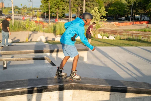 Esercizio Dei Pattinatori Nello Skate Park Detroit Michigan Usa Agosto — Foto Stock