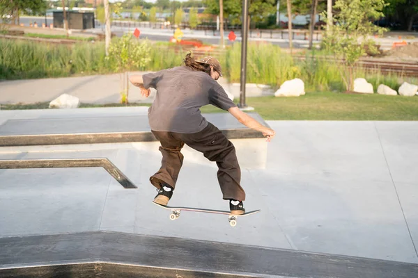 Prática Patinadores Detroit Skate Park Michigan Eua Agosto 2020 — Fotografia de Stock