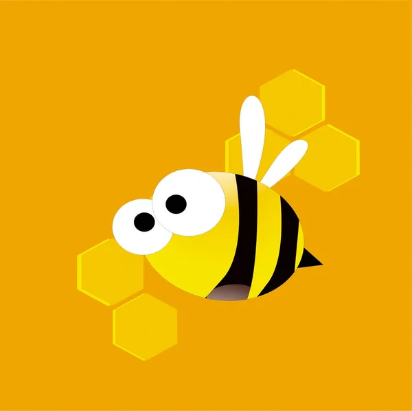 Cartoon Bee thin lined icon. Bumblebee logotype template with outlines and honeycombs for organic products company, business branding or web design.