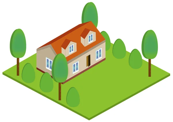 İzometrik 3d simge ev ev. Şehir manzarası beyaz zemin üzerine bina residence