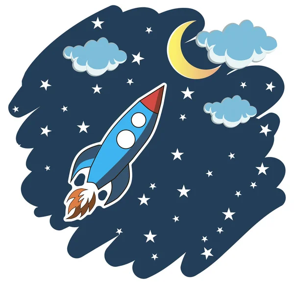 Cohete Dibujos Animados Sobre Fondo Espacial —  Fotos de Stock