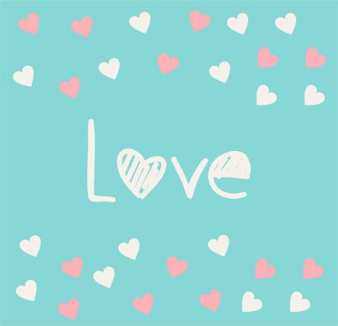 Düz tasarım sonsuz kaotik doku küçük kalp siluetleri ile yaptı. Kırmızı tonları.