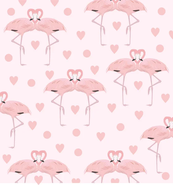 Flamingo Inlove Sömlösa Mönster Söt Flamingo Med Hjärtan Rosa Bakgrund — Stockfoto