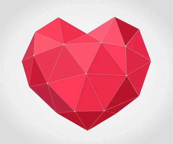 Red origami heart on light background. Romantic background for Valentines day