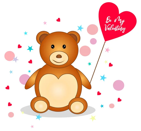 Urso Pelúcia Com Grande Coração Vermelho Isolado Fundo Branco Cartão — Fotografia de Stock