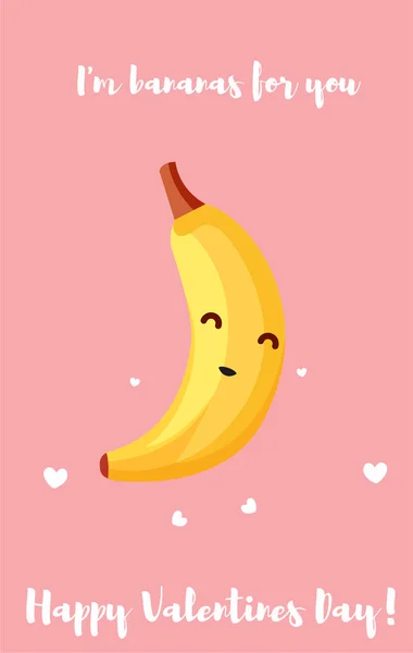 Cartão Dia Dos Namorados Com Banana Dos Desenhos Animados — Fotografia de Stock