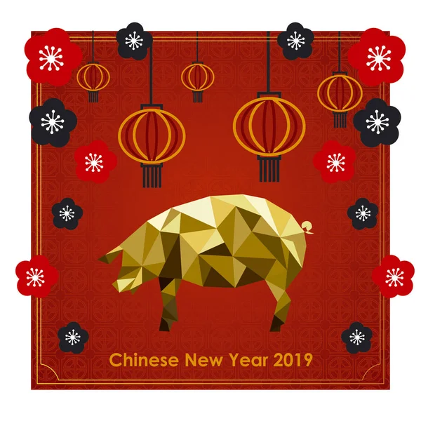 Счастливый Китайский Новый 2019 Год Красном Фоне — стоковое фото