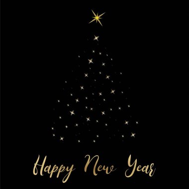 Noel arka plan ağaç yıldız ile yazıt mutlu yeni yıl