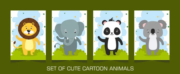 Set of cute cartoon animals illustration — Stock Photo, Image