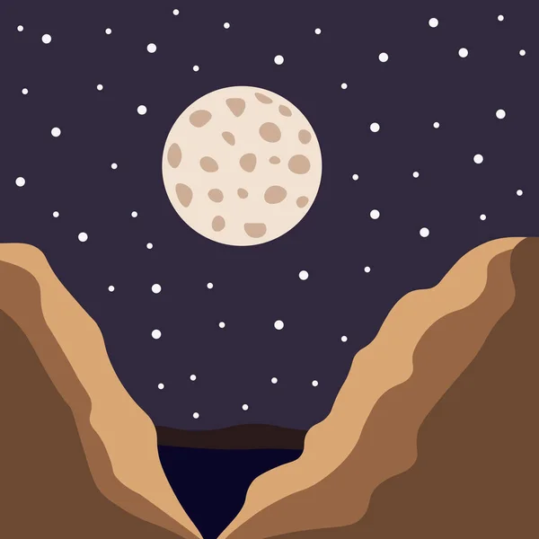 Cañón Luna Ilustración Paisaje — Vector de stock