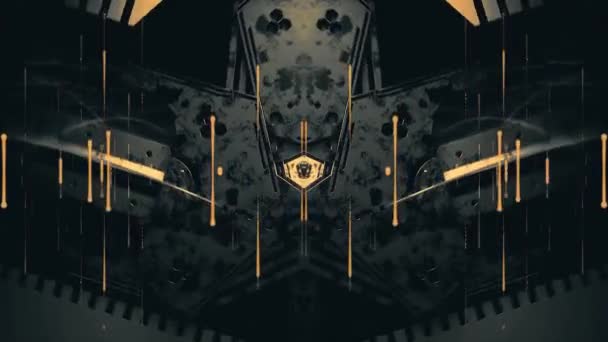 Чорна Механічна Конструкція Жовті Лінії Русі Темний Логотип Футуристичний Фон — стокове відео