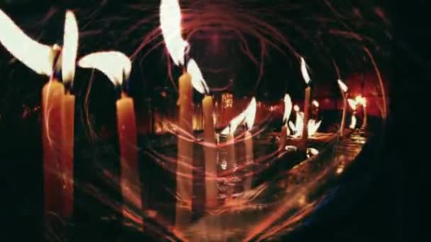 Velas Cera Ardiendo Patrones Abstractos Ritual Mágico Doble Efecto Exposición — Vídeo de stock
