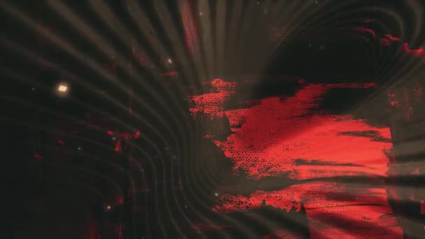 Абстрактні Хвилі Чорному Тлі Червоні Візерунки Футуристичне Відео — стокове відео