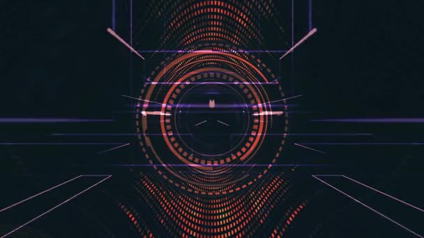 Krąg Technologiczny Abstrakcyjne Świecące Linie Fioletowy Neon Tło Futurystyczne — Wideo stockowe