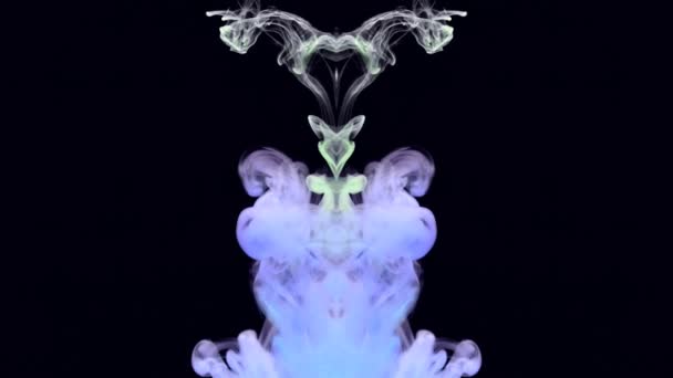 Violet Ink Motion Fractal Cloud Black Background — Stock Video