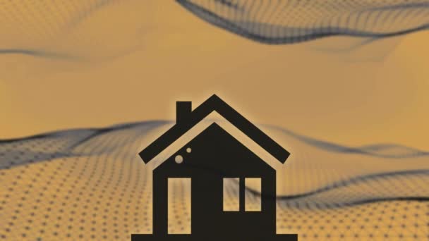 房子的轮廓 移动连接的网络 未来派黄色背景 — 图库视频影像