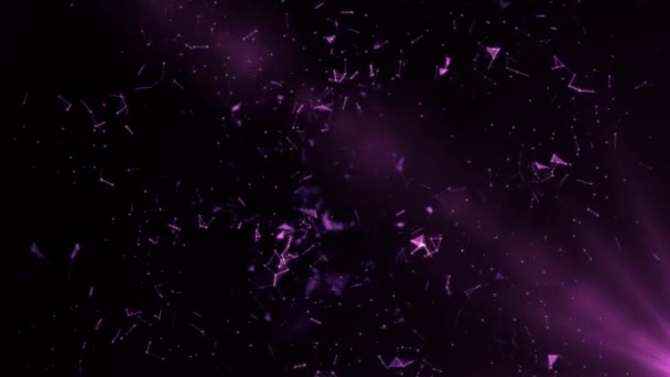 Streszczenie Ruchomych Cząstek Magiczny Pył Fioletowy Neon Streszczenie Tła — Wideo stockowe