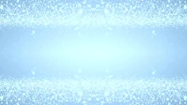 Copos Nieve Movimiento Partículas Blancas Sobre Fondo Azul — Vídeo de stock