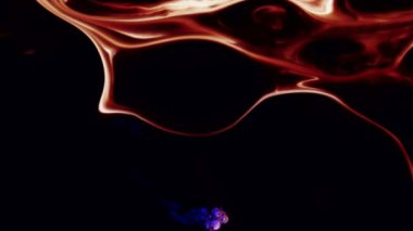 Taşıma sıvısı soyut. Kırmızı boya. Fraktal desenler. Siyah arkaplan