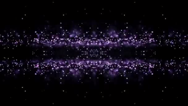 Partículas Púrpuras Brillantes Nebulosa Abstracta Fondo Negro — Vídeo de stock