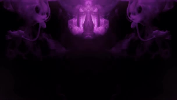 紫色のインク 黒の背景 フラクタルクラウド — ストック動画
