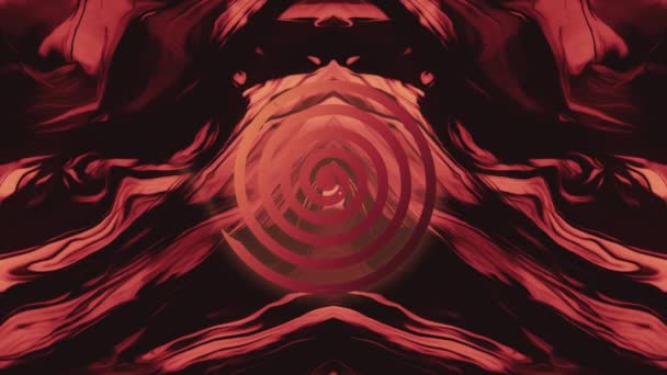 Świecąca Hipnotyczna Spirala Abstrakcyjne Wzory Czarne Czerwone Tło — Wideo stockowe
