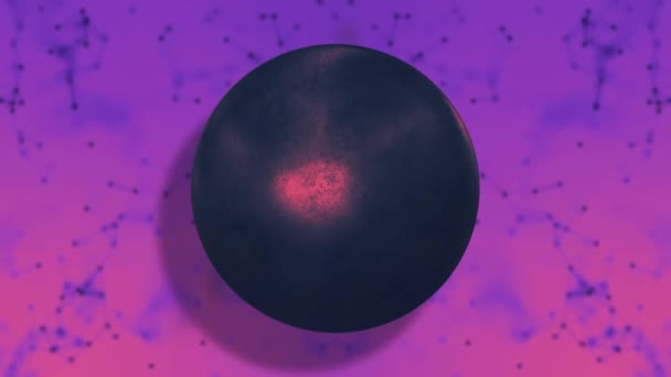 Czarna Kula Czerwono Fioletowy Neon Przenoszenie Połączonych Sieci Tło Futurystyczne — Wideo stockowe