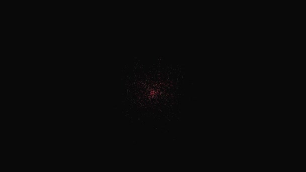 Kleine rote Teilchen in chaotischer Bewegung. Abstrakter Staub. Schwarzer Hintergrund