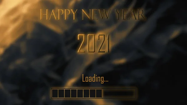 Texto Brillante Feliz Año Nuevo 2021 Negro Oro Cargando Barra —  Fotos de Stock