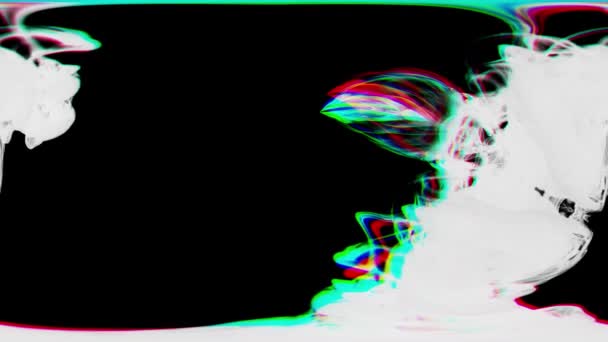 Fumo Bianco Sfondo Nero Aberrazione Cromatica Grafico Movimento — Video Stock
