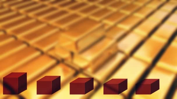 Growing Bar Graph Blurred Background Gold Bars Animation — Stock Video