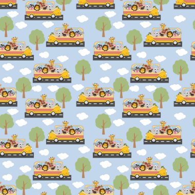 Otobüslerdeki hayvanlar kusursuz desen, boşluğu kopyala