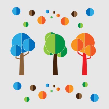 Renkli ağaçlar, doğa konsepti.