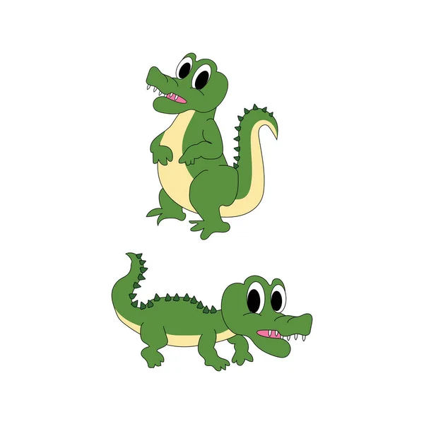Słodkie Krokodyle Prosty Wektor Ilustracji — Wektor stockowy
