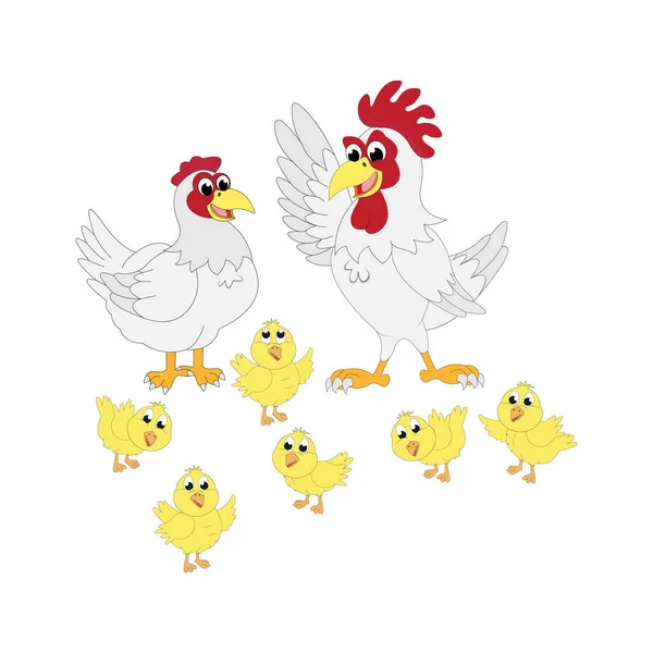 Chicken Family Simple Vector Illustration — Stock Vector