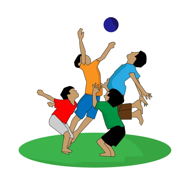 Children Playing Ball Simple Vector Illustration — Stock Vector