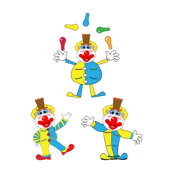 Lustige Clowns Einfache Vektorillustration — Stockvektor