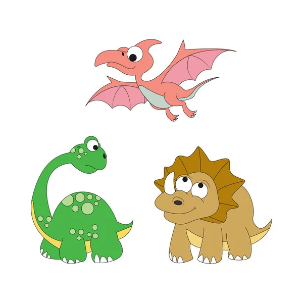 Dinosaures Mignons Illustration Vectorielle Simple — Image vectorielle