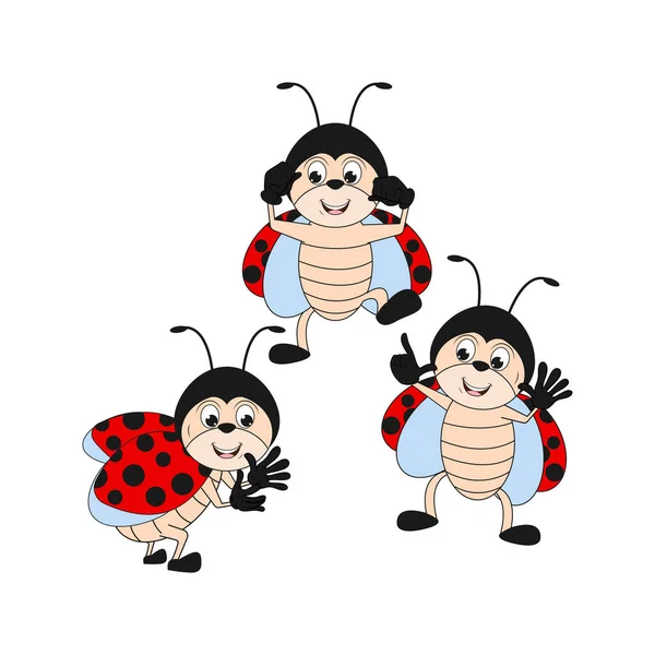 Cute Ladybugs Simple Vector Illustration — Stock Vector