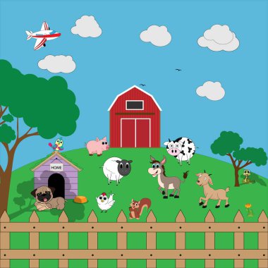 komik hayvan koleksiyonu, basit vektör illüstrasyonu   