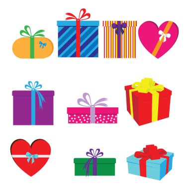 Renkli hediye kutuları, basit vektör illüstrasyonu   