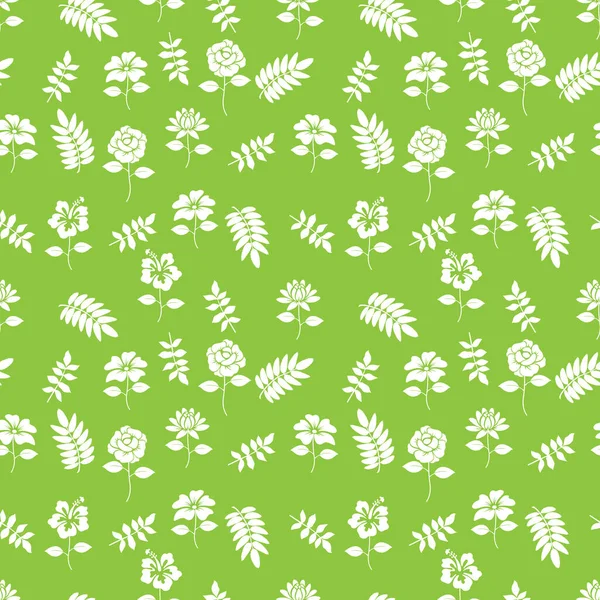 Flowers Green Background Seamless Pattern Copy Space — Stock Vector