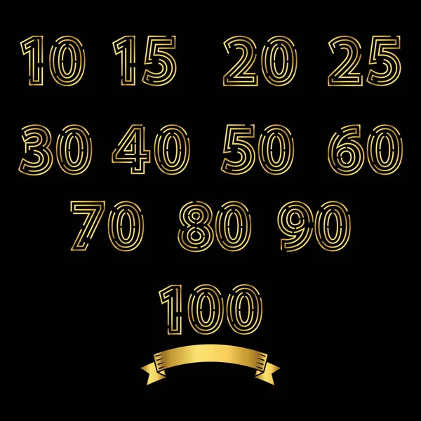 Golden Numbers Simple Vector Illustration — Stock Vector
