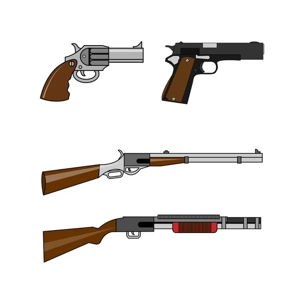 Set Guns Simple Vector Illustration — Stock Vector
